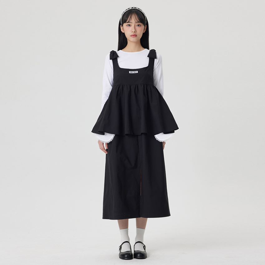 SOODAL リボンフリルエプロン フリーサイズ