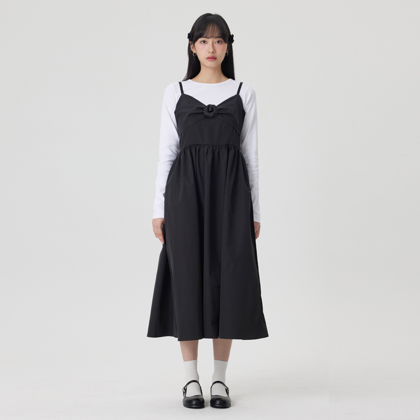 SOODAL スフレエプロン ブラックコサージュ フリーサイズ