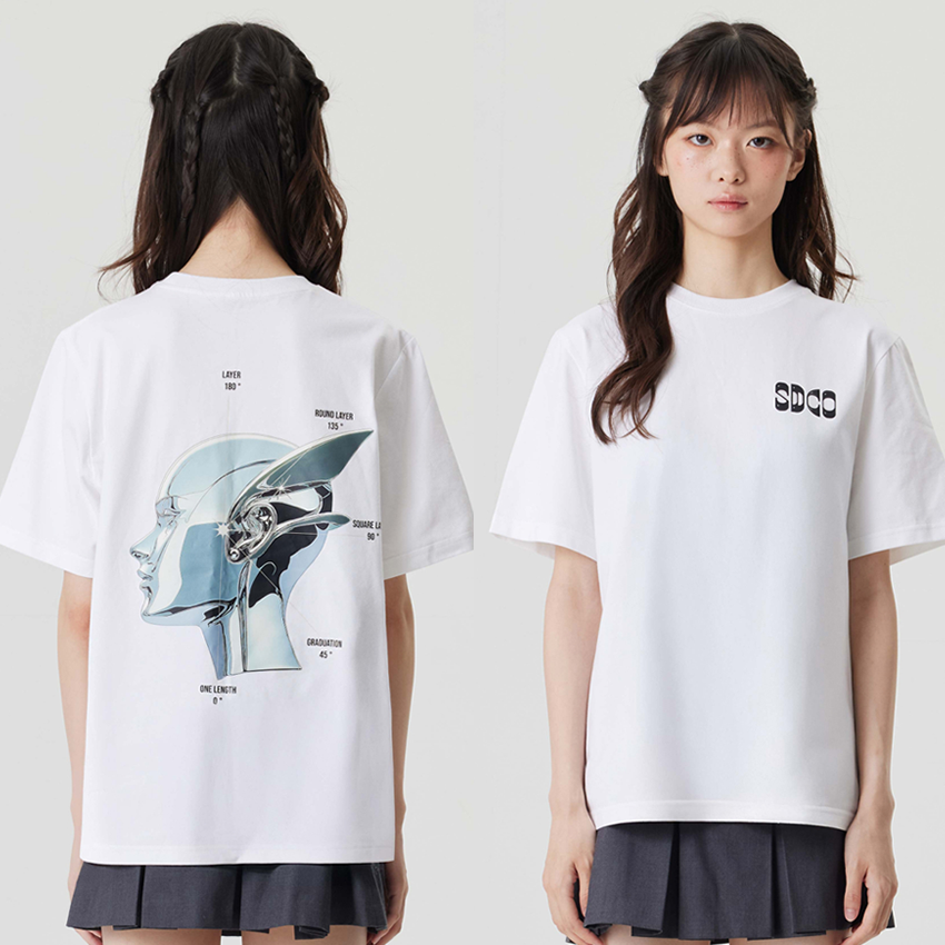 SOODAL サイバーグラフィックTシャツ ホワイト
